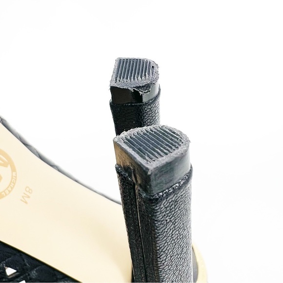 MICHAEL Michael Kors Caged Heels Black Leather Bootie Platform Peep Toe Size 8 - Picture 9 of 11